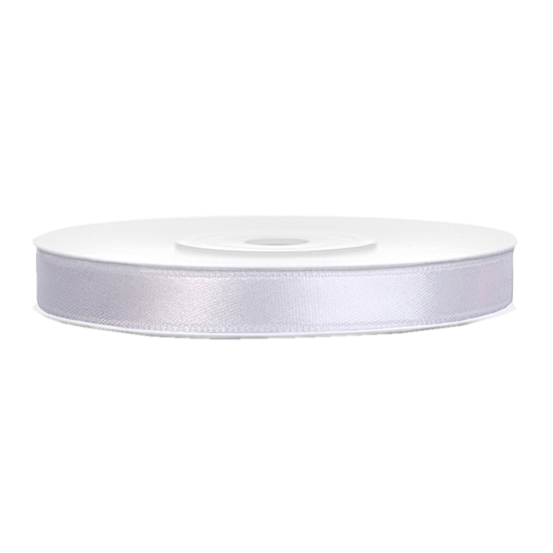 Satinband weiß, B:6 mm, L: 25 m 