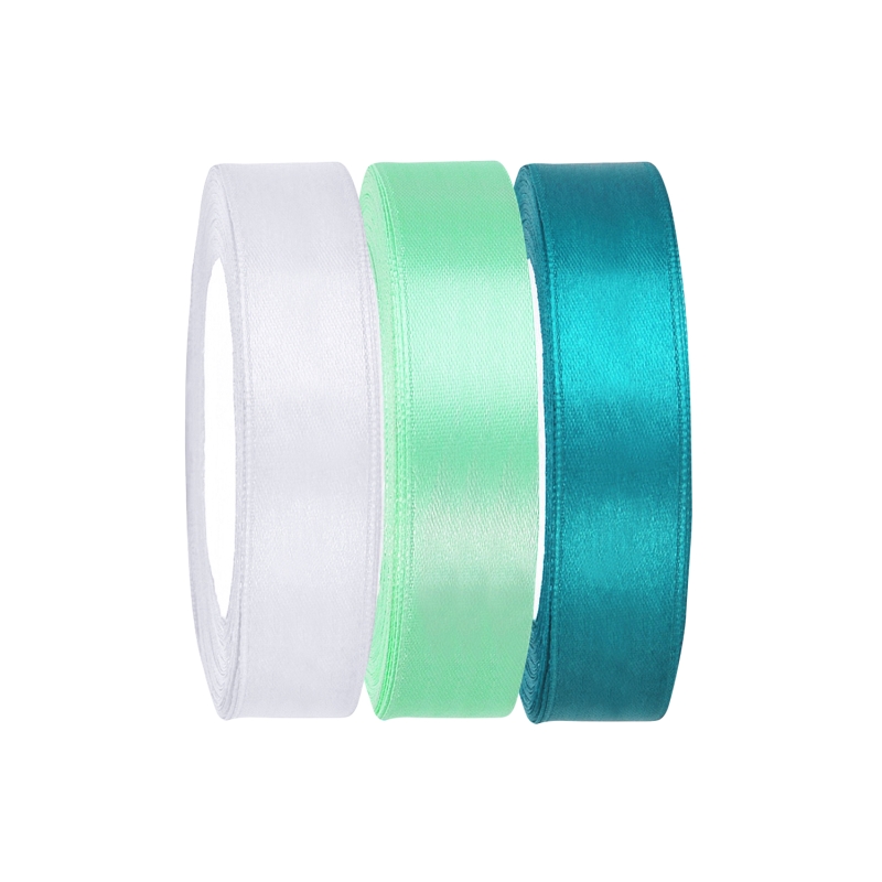 1 Satinband Set weiß - mint - türkis 