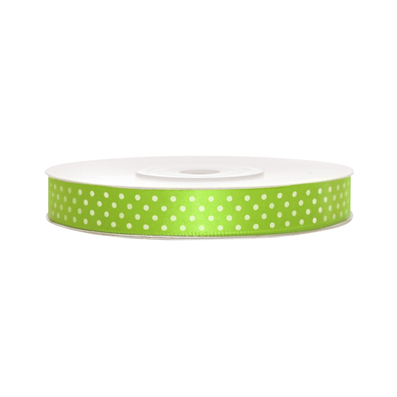 Satinband, gepunktet, apfelgrün B:12 mm, L: 25 m 
