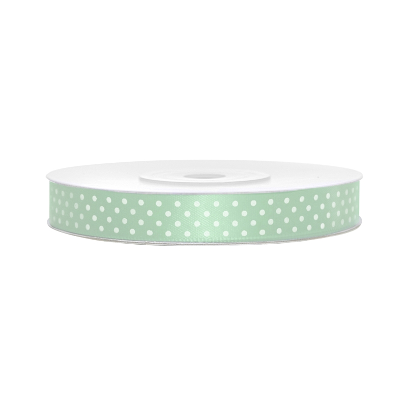 Satinband, gepunktet, mintgrün B:12 mm, L: 25 m 