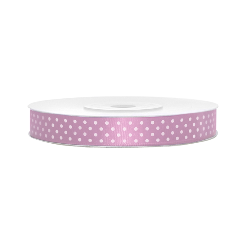 Satinband, gepunktet, lavendel B:12 mm, L: 25 m 