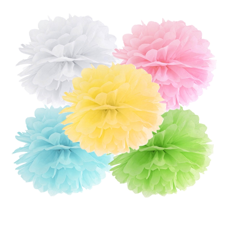 Pompom-Set bunt aus Seidenpapier, Ø 25cm 
