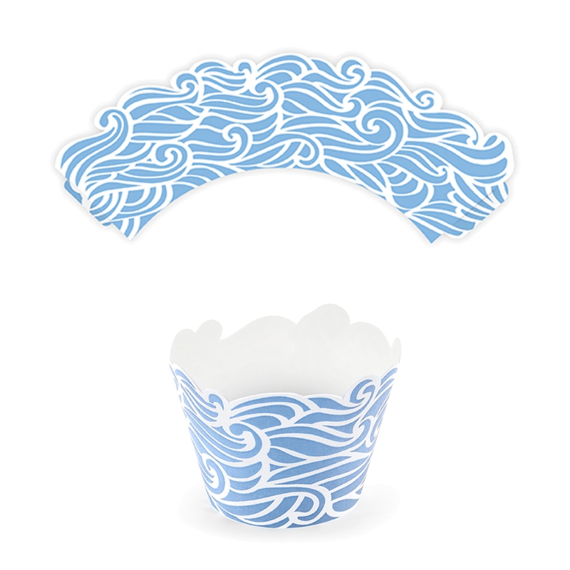 6 Cupcake Wrappers, Maritim | Wellen 