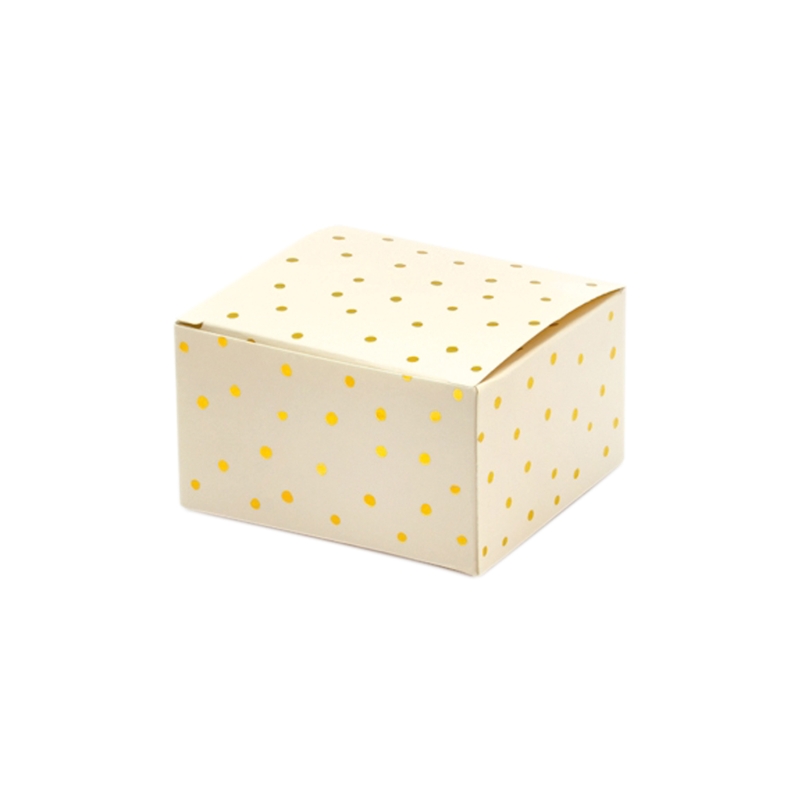 10 kleine, pfirsichfarbene, gepunktete Geschenkboxen aus Papier 