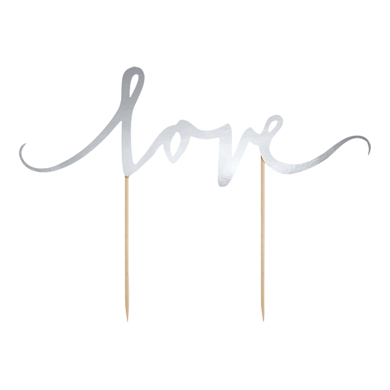 Cake Topper Love, silber 