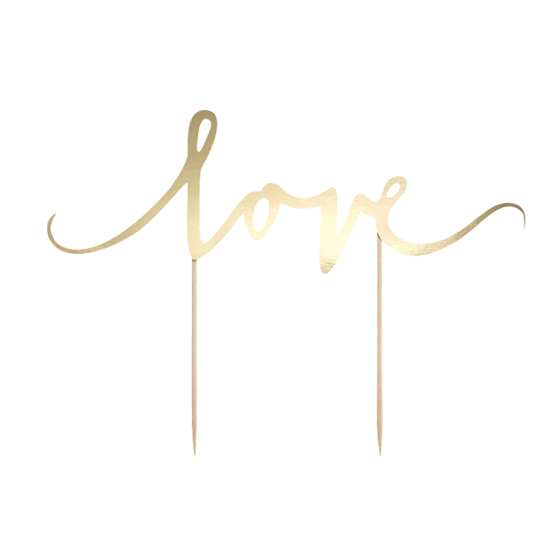 Cake Topper Love, gold 