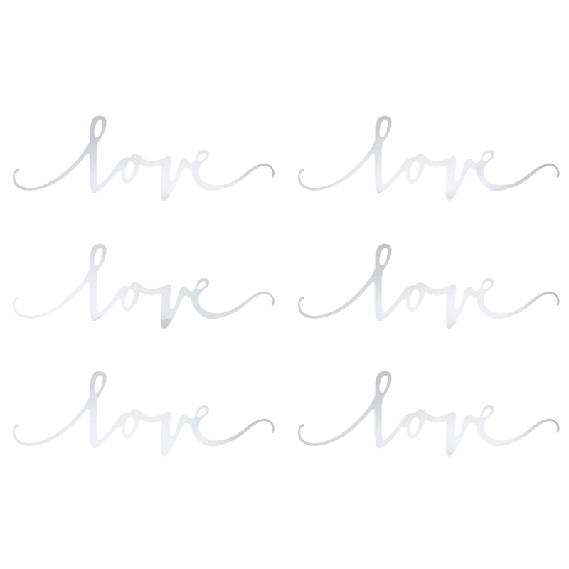 6 Tischdekoration / Konfetti Love, silber 
