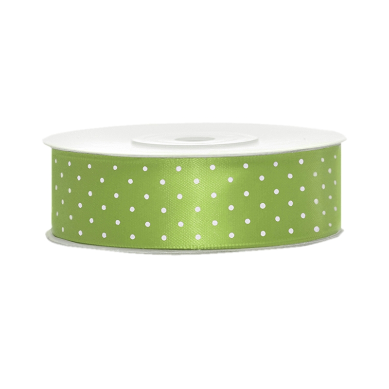 Satinband, gepunktet, apfelgrün B:25 mm, L: 25 m 