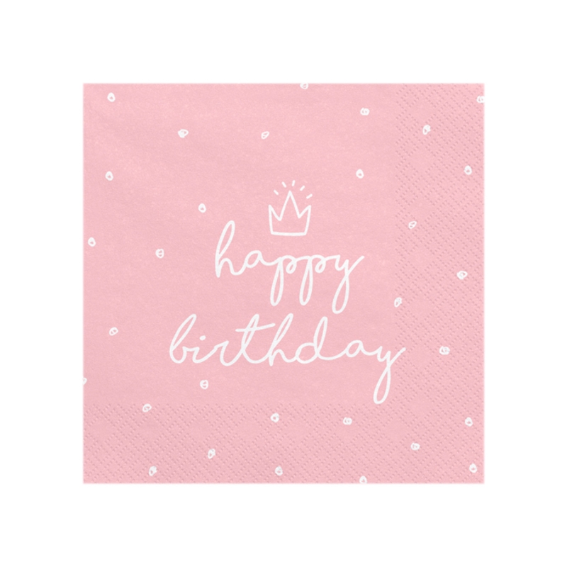 20 Servietten Happy Birthday, rosa 