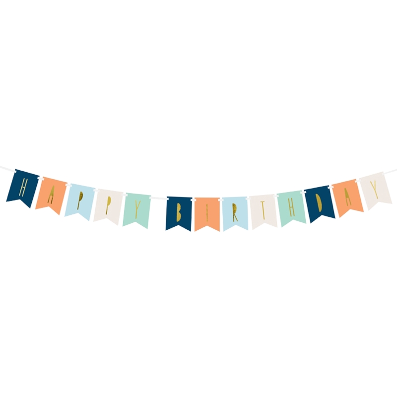 1 Banner | Girlande Happy Birthday, 11,5 x 140 cm 