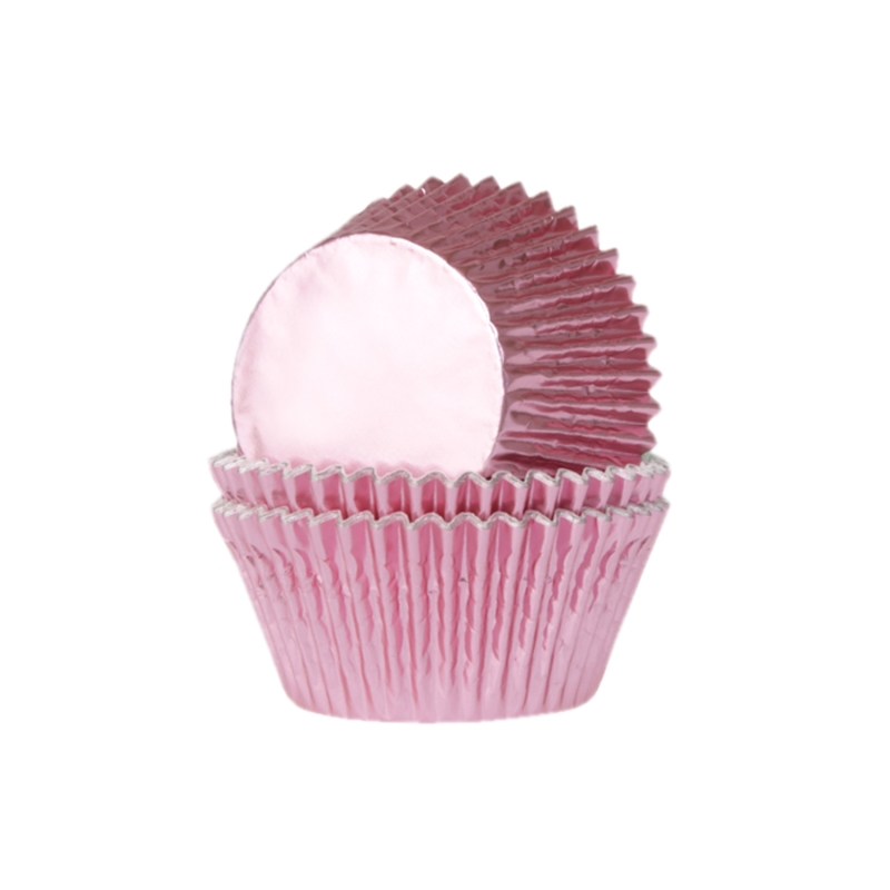 24 Muffinförmchen Metallic rosa 