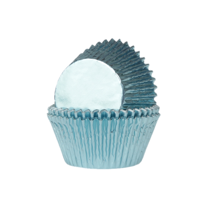 24 Muffinförmchen Metallic hellblau 