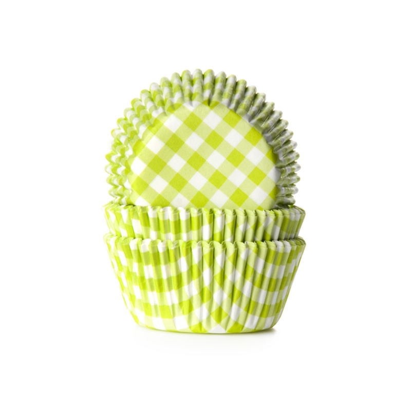 50 Muffinförmchen, grün weiß kariert 