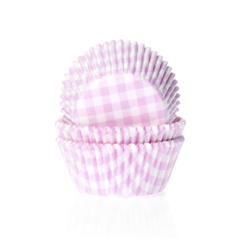 50 Muffinförmchen, rosa weiß kariert 