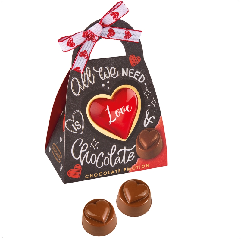 Günthart 1 Stück Pralinen Täschchen mit Herz und feinen Pralinen 
