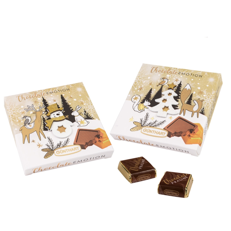 Günthart 2 Stück Pralinen Wintergeschenk mit verschiedene Motiven 