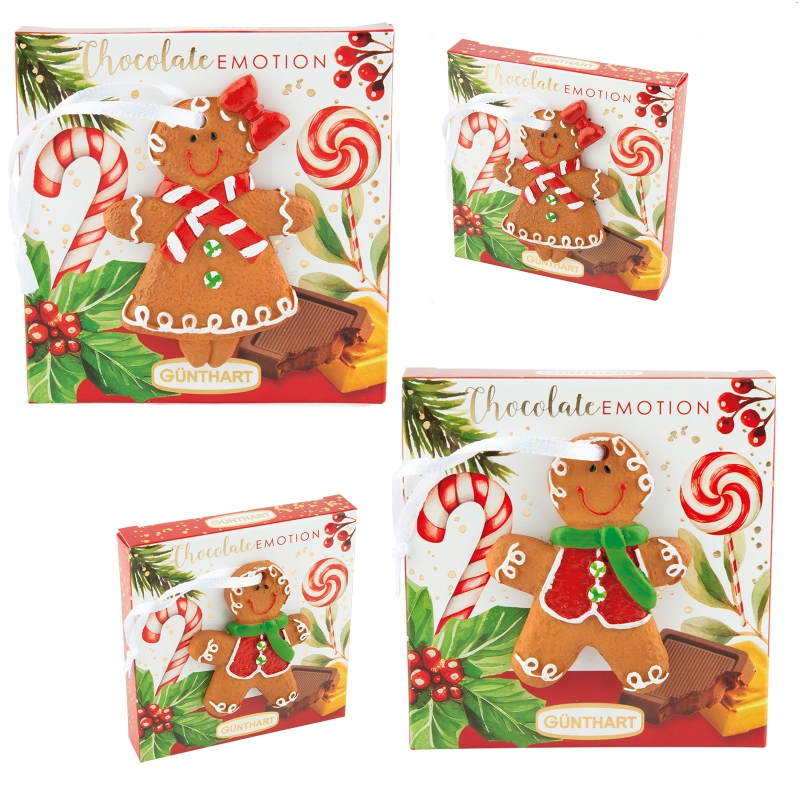 10 Stück Pralinenpräsent mit Lebkuchenfiguren und Carre-Pralinen 
