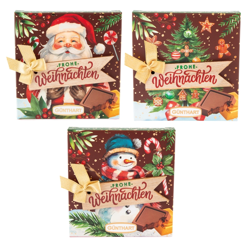 30 Stück Pralinenpräsent mit Holzstern und Holztannenbaum Dekoration 