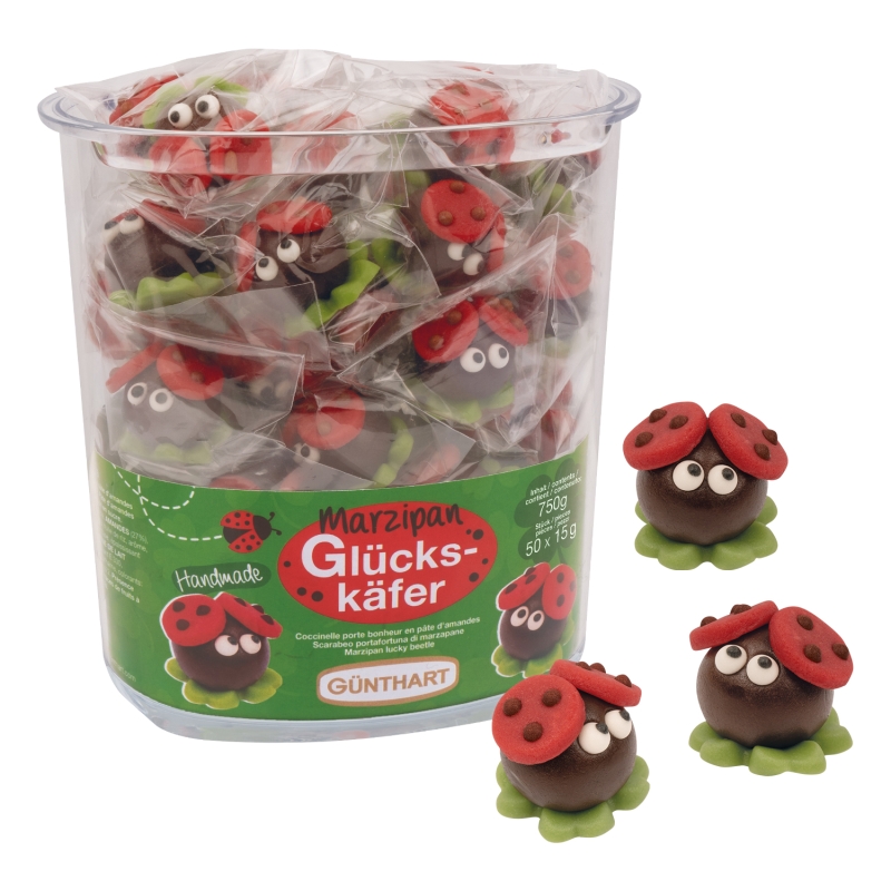 50 Marzipan Glückskäfer in Box 