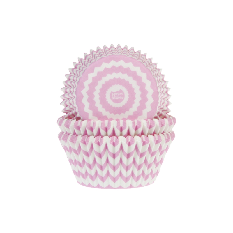 50 Muffinförmchen, Zick-Zack, rosa 