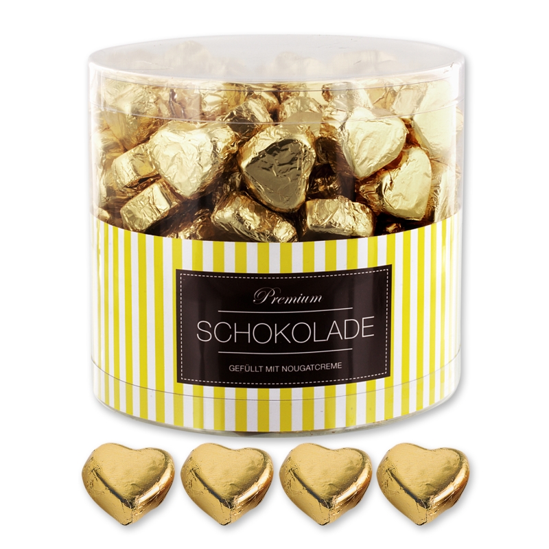 Günthart 150 goldene Herzen aus Schokolade | Streifen 