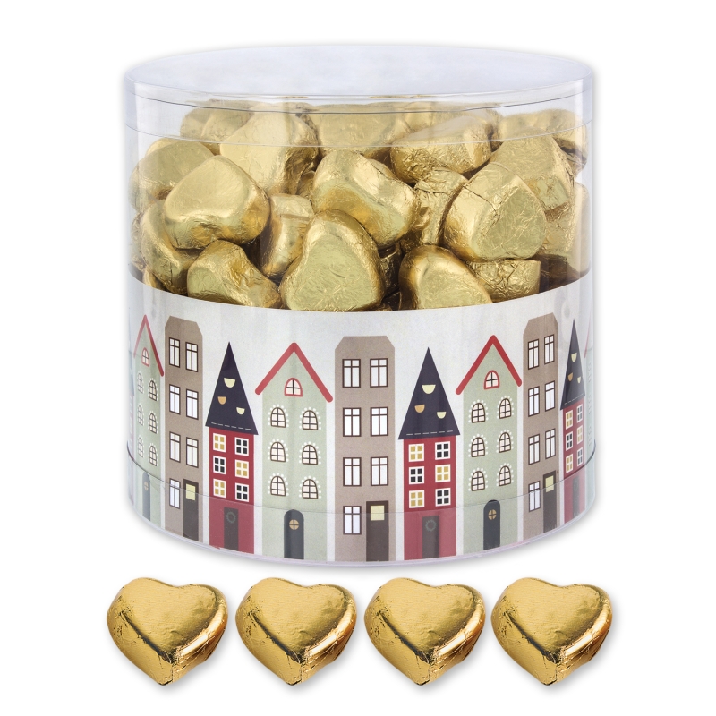 Günthart 150 goldene Herzen aus Schokolade | Fachwerk Häuser 
