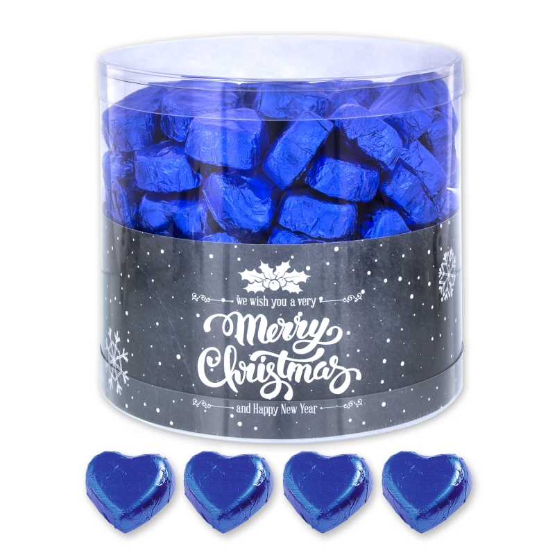 Günthart 150 blaue Herzen aus Schokolade | Merry Christmas 