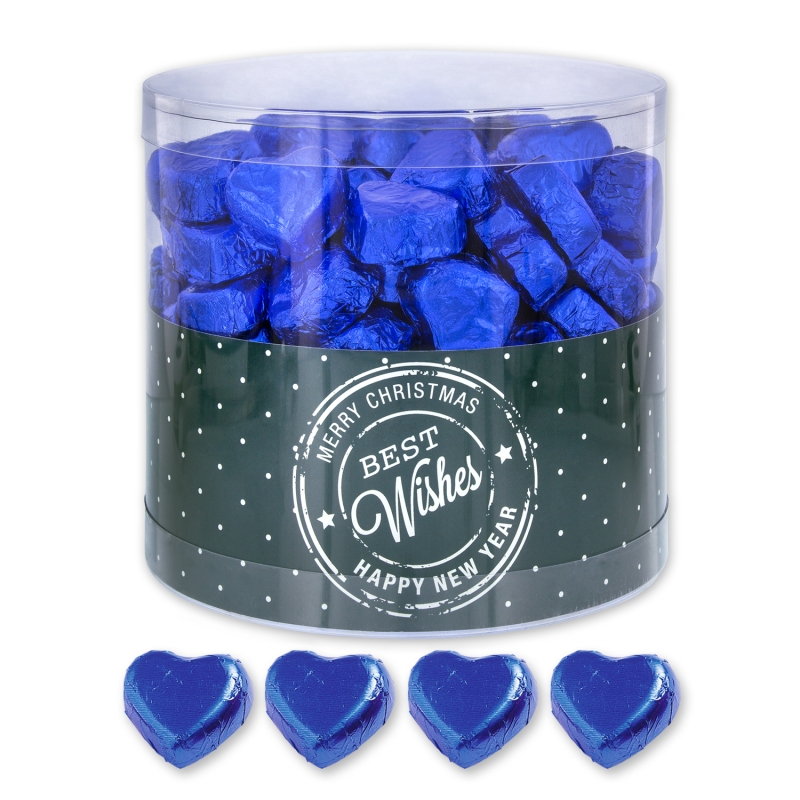 Günthart 150 blaue Herzen aus Schokolade | Best Wishes 