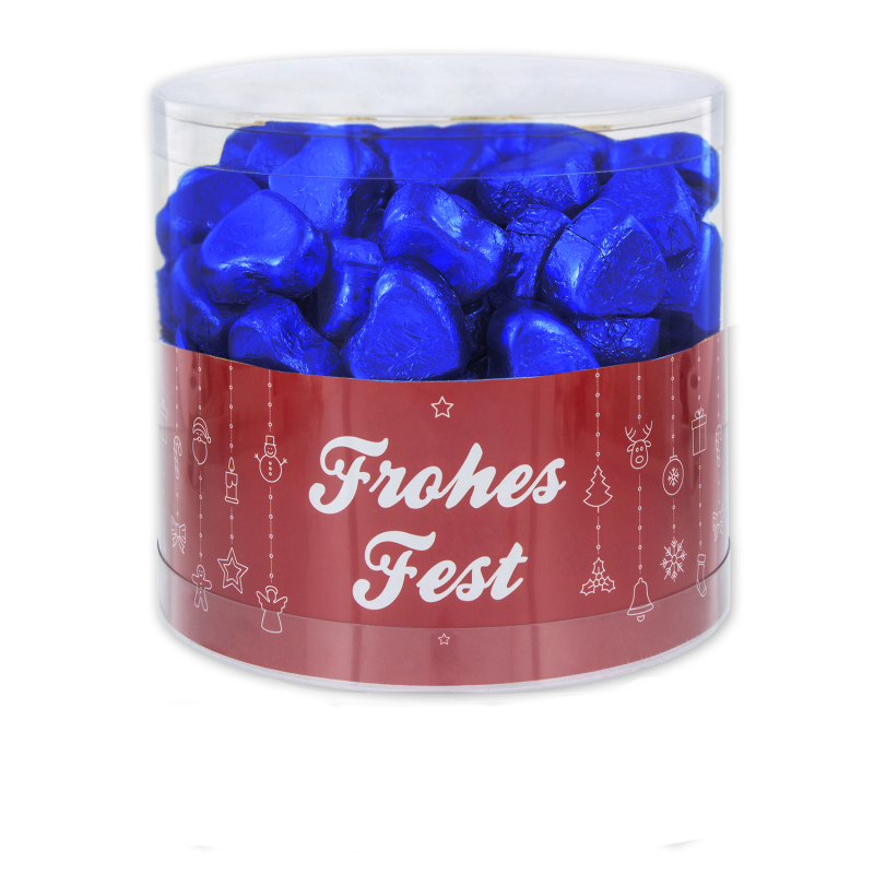 Günthart 150 blaue Herzen aus Schokolade | Frohes Fest 
