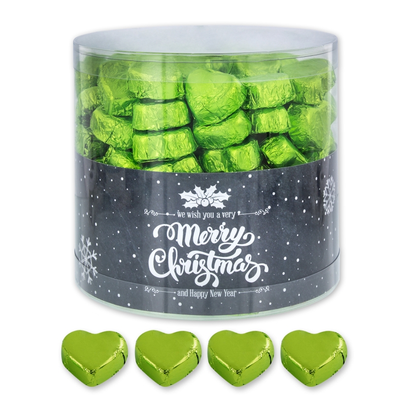 Günthart 150 grüne  Herzen aus Schokolade | Merry Christmas 