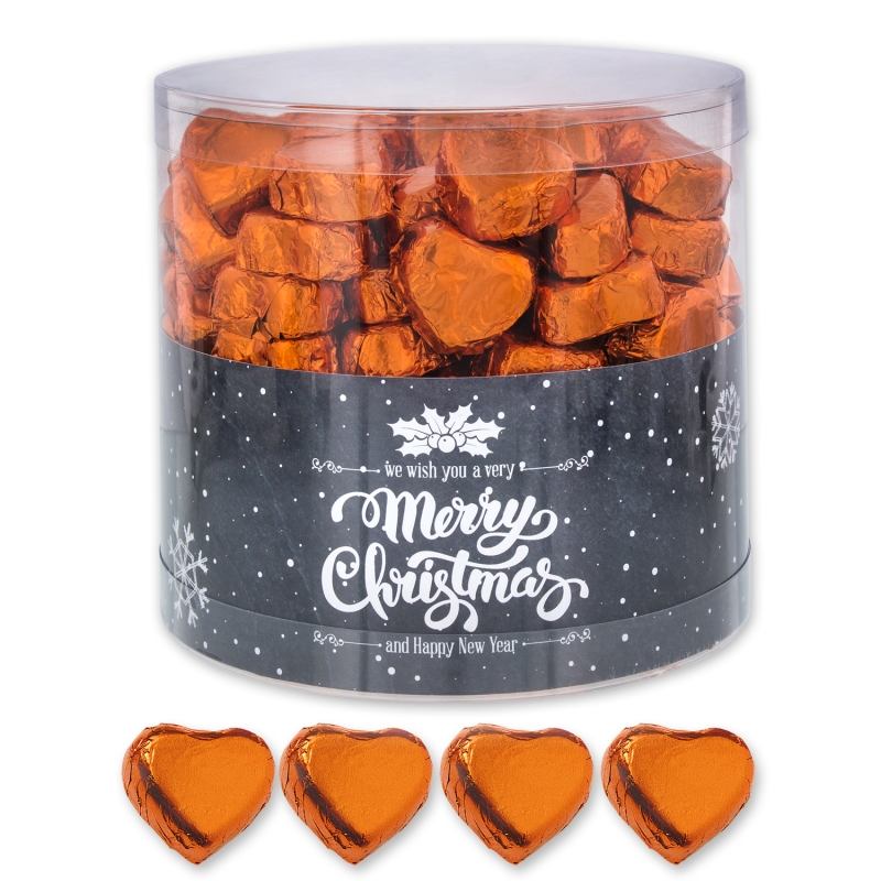 Günthart 150 orange Herzen aus Schokolade, Merry Christmas 