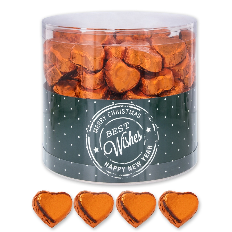 Günthart 150 orange Herzen aus Schokolade | Best Wishes 
