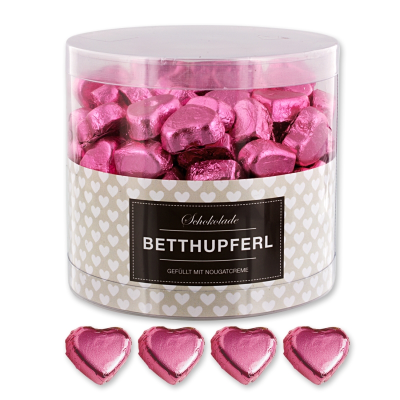 Günthart 150 rosa Herzen aus Schokolade | Betthupferl 