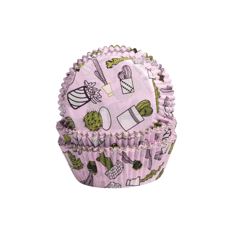 60 Muffinförmchen rosa, Kaktus, 5 x 2,5cm 