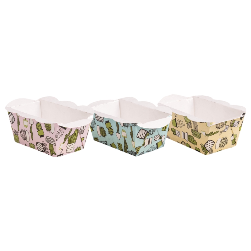 10 Mini-Backform Kaktus gelb, mint, rosa sortiert, aufgestellt 