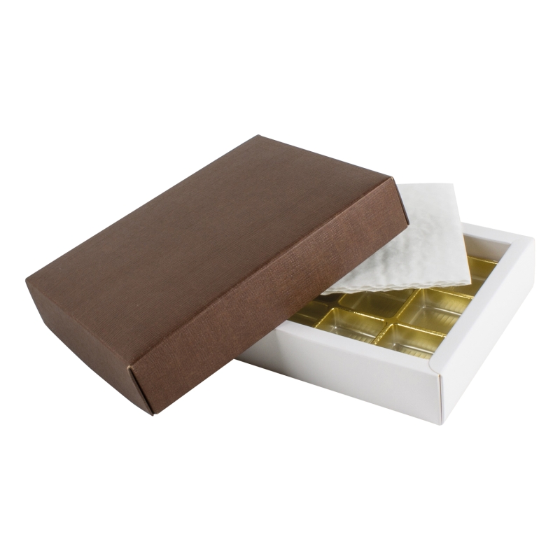 Pralinenschachtel 12er dunkelbraun strukturiert 