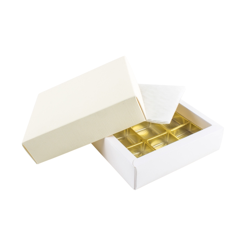 Pralinenschachtel 9er creme strukturiert 
