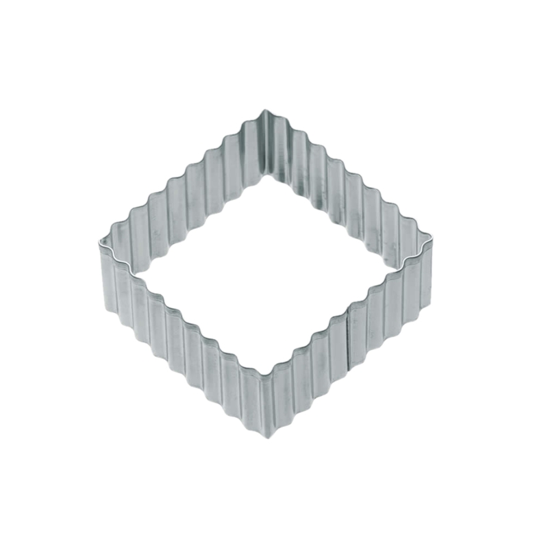 1 gewellter, quadratischer Keksausstecher, 6 cm 