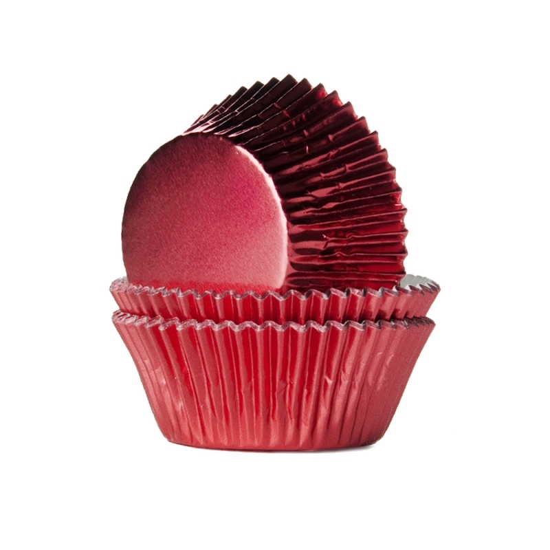 24 Muffinförmchen Metallic rot 