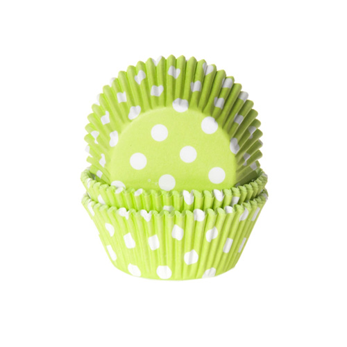 50 Muffinförmchen grün, weiß gepunktet 