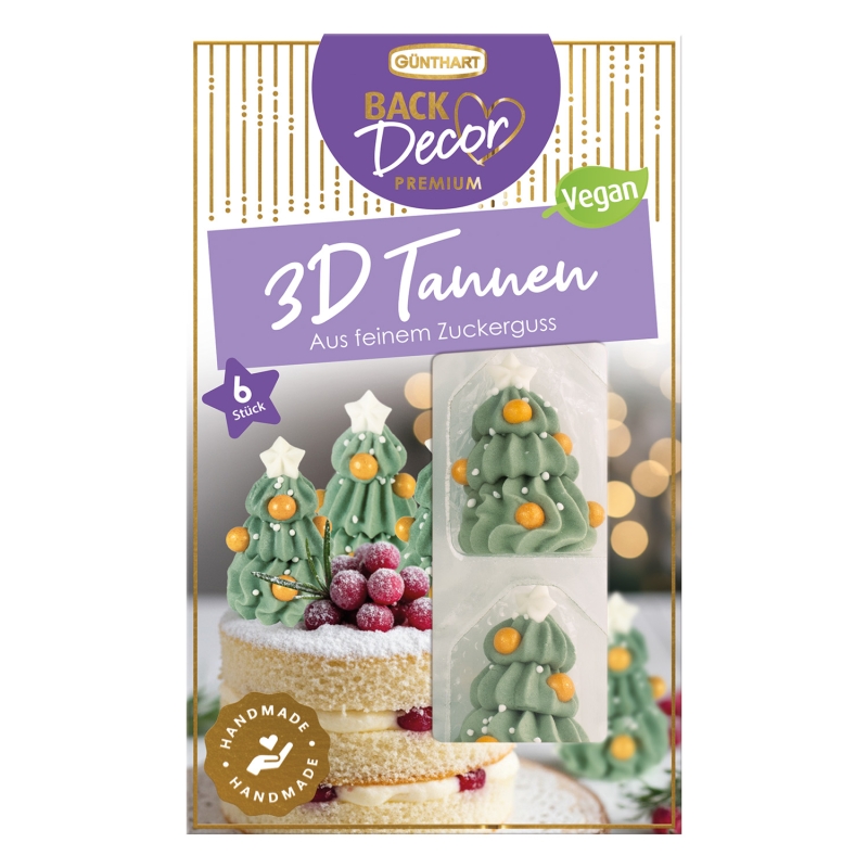 BackDecor 6 Stück Zucker Tannenbäume VEGAN 