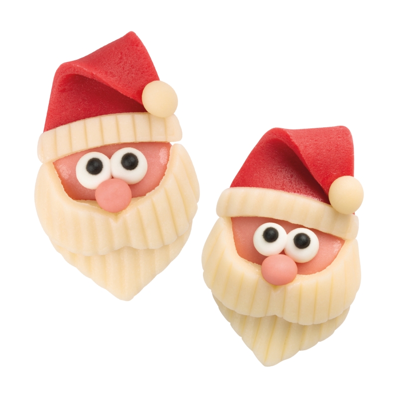 Günthart 30 Stück Marzipan Nikolaus Weihnachtsmann Gesicher in 2D optik 