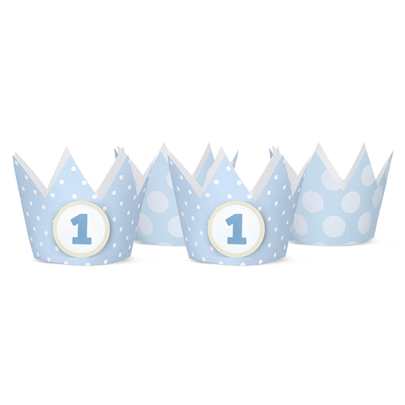 4 Krönchen mit Pünktchen, blau 