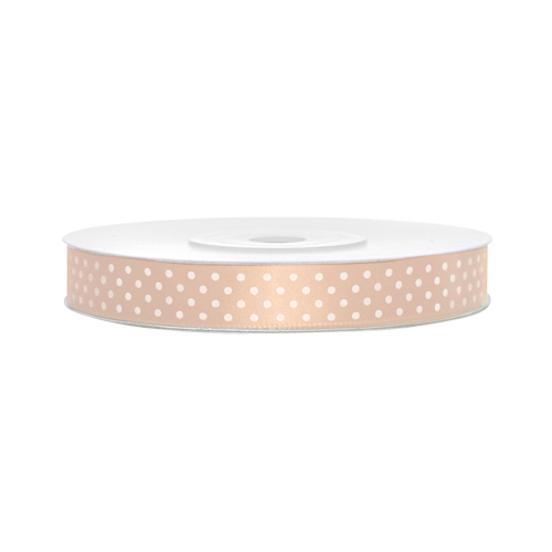 Satinband, gepunktet, lachsrosa B:12 mm, L: 25 m 
