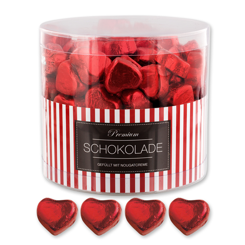 Pralinen Herzen Schoki ++ 1 Dose mit 150 Schokolade Herzen grün Schokoladen 